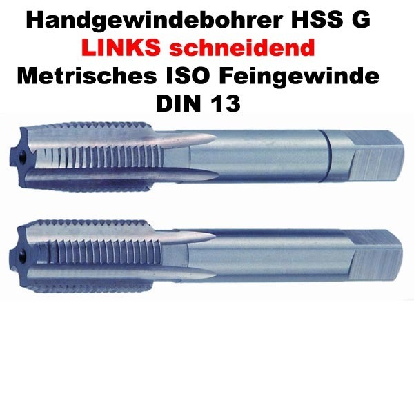 Handgewindeb. M8X1,0 HSSG LINKS Metr. ISO Feingew. DIN2181