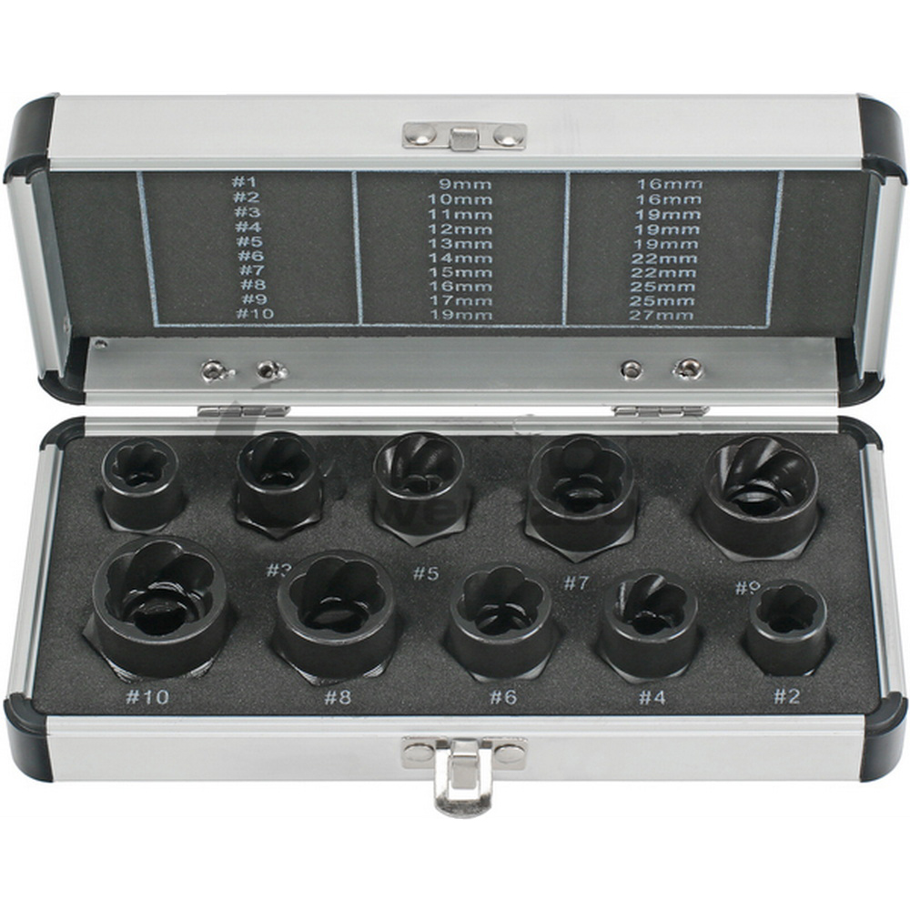 Spezial-Steckmuttern Spiral-Nuten-Profil | 10-teilig | 3/8 Zoll | 9-19 mm