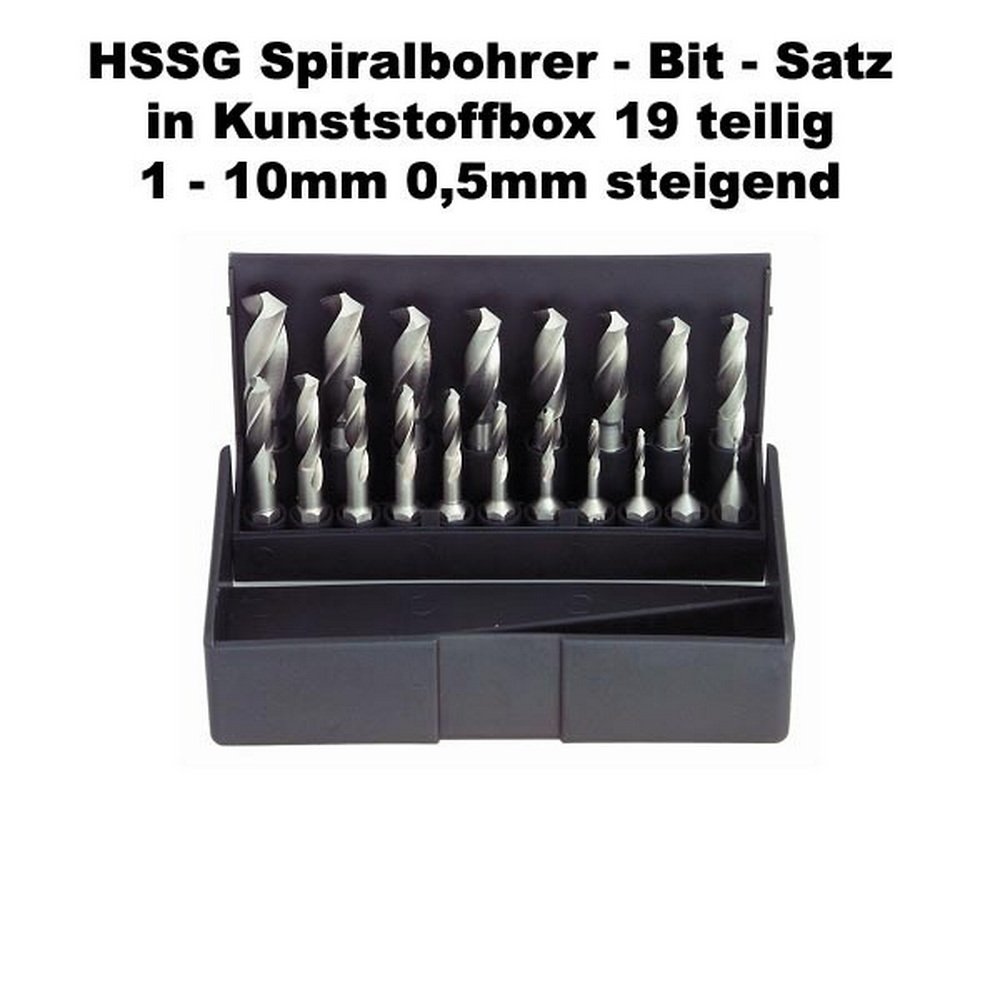 Spiralbohrer-Bit-Satz | 19-teilig | HSS-G | Ø 1 mm-10 mm | 1/4 Zoll