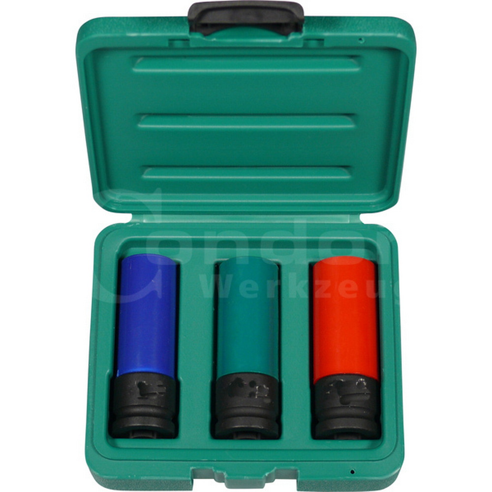 Radmuttern-Einsätze, 1/2", magnetisch, 6-kant 17-21 mm - 3-teilig