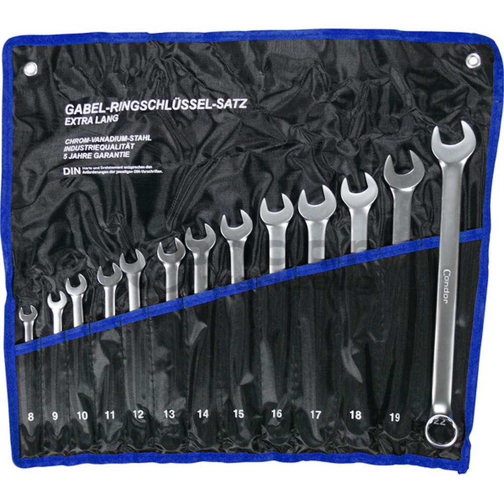 Gabel-Ringschlüssel-Satz, 13-teilig, lang, 8-22mm