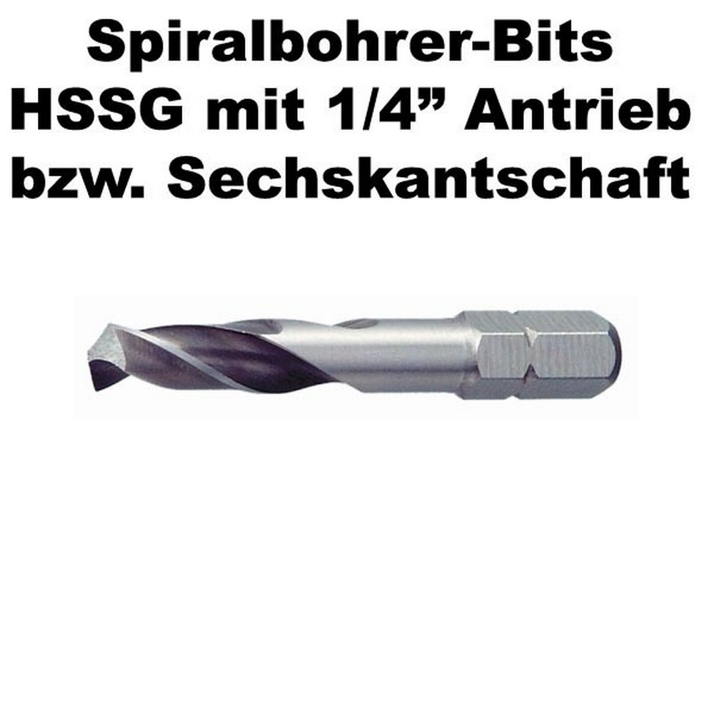Spiralbohrer-Bits HSSG mit 1/4" Sechskantschaft