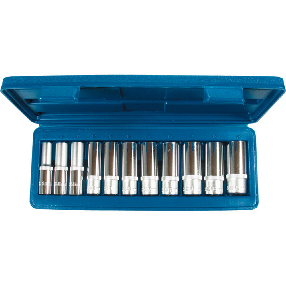 Steckschlüssel-Einsätze 11-teilig 3/8", tief 6-kant 8-19mm