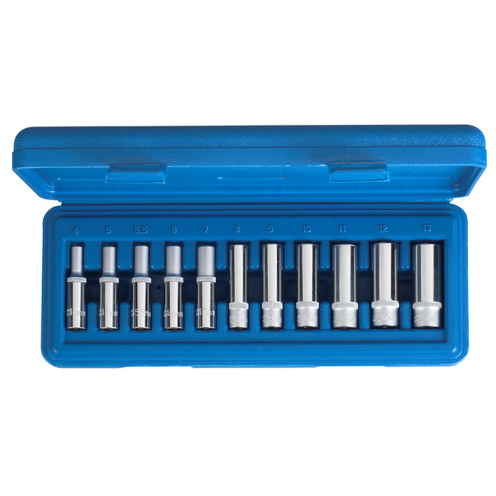 Steckschlüssel-Einsätze 11teilig 1/4" tief, 6kant 4-13mm