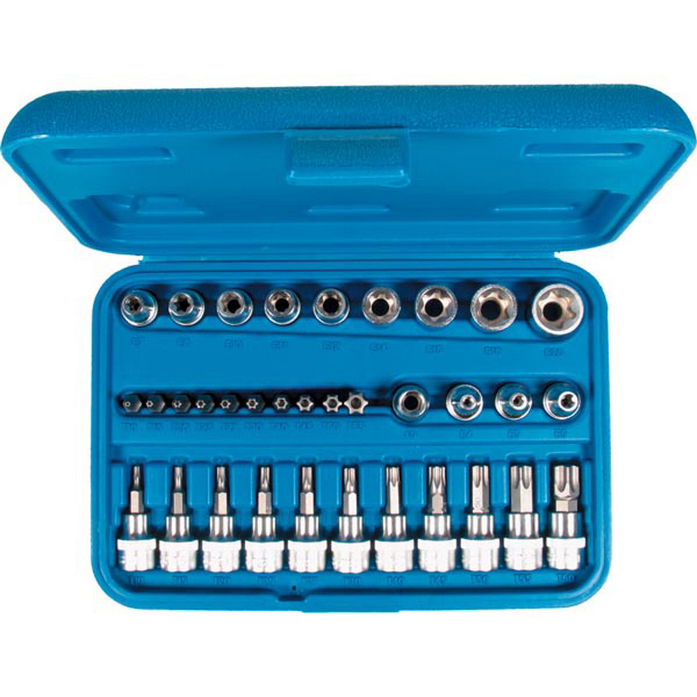 Steckschlüssel-Satz, 34-tlg., 3/8", T-Profil + E-Profil