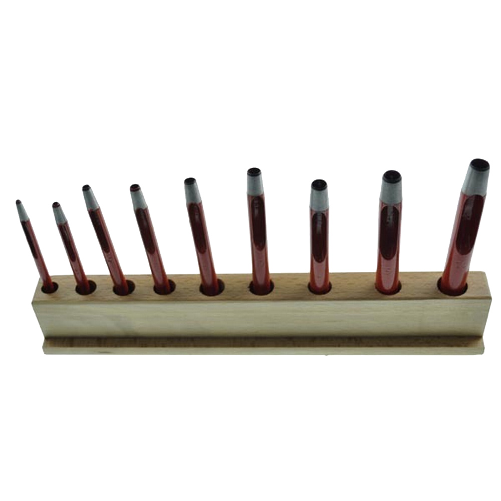 Rundlocheisen in Holzständer | 9-teilig | 2 bis 10 mm