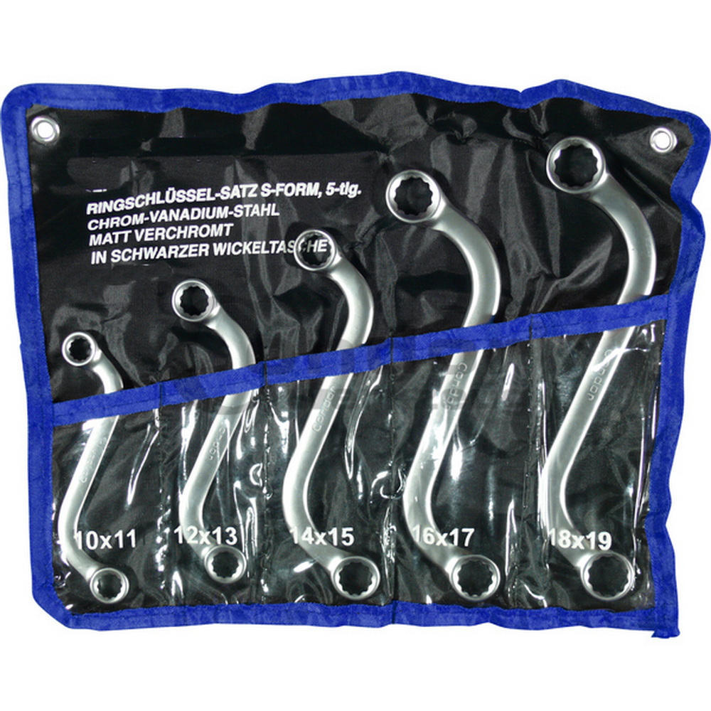 Ringschlüssel-Satz, 5-teilig, S-Form, 10-19 mm