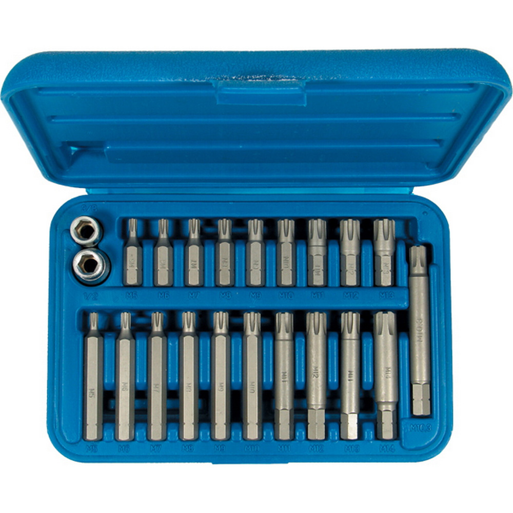 Schraubendreher-Einsät., 22-tlg.3/8+1/2", Keilnut M5-13