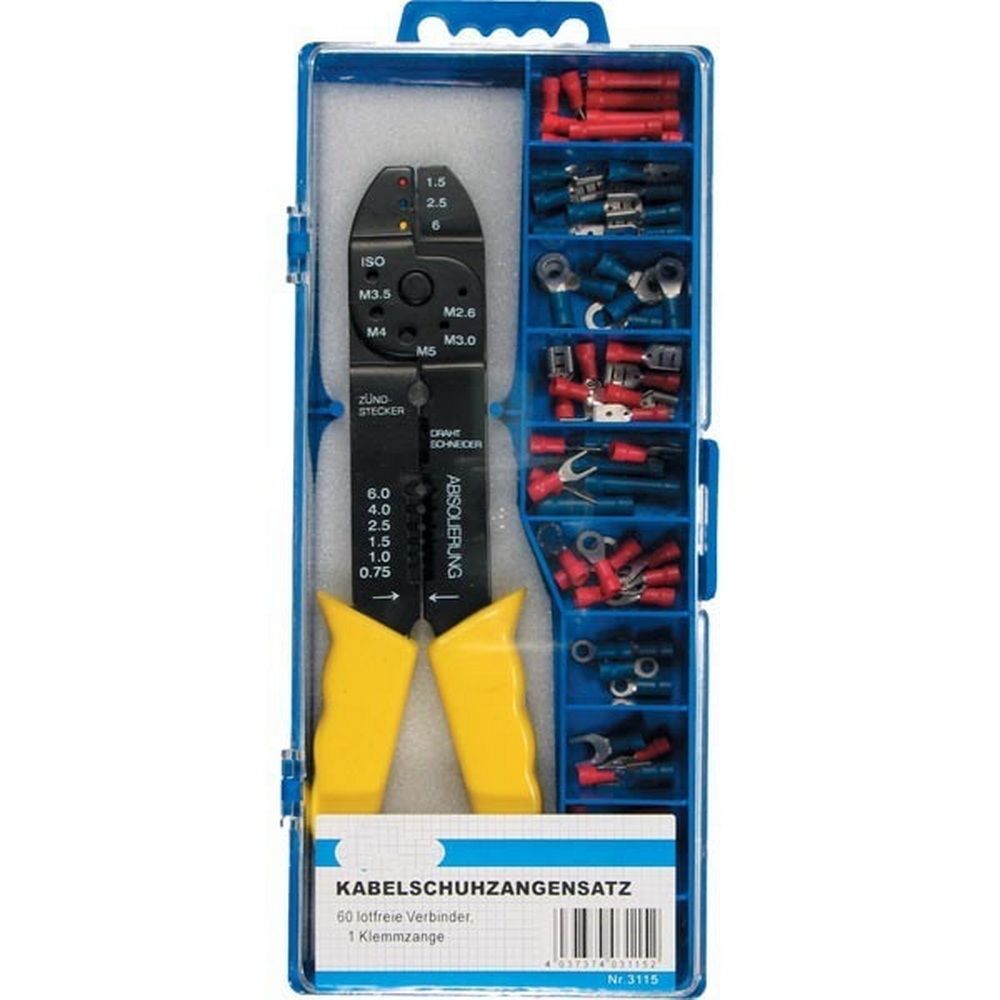 Kabelschuh-Sortiment, 60 St. Verbinder, mit Zange Nr.3010
