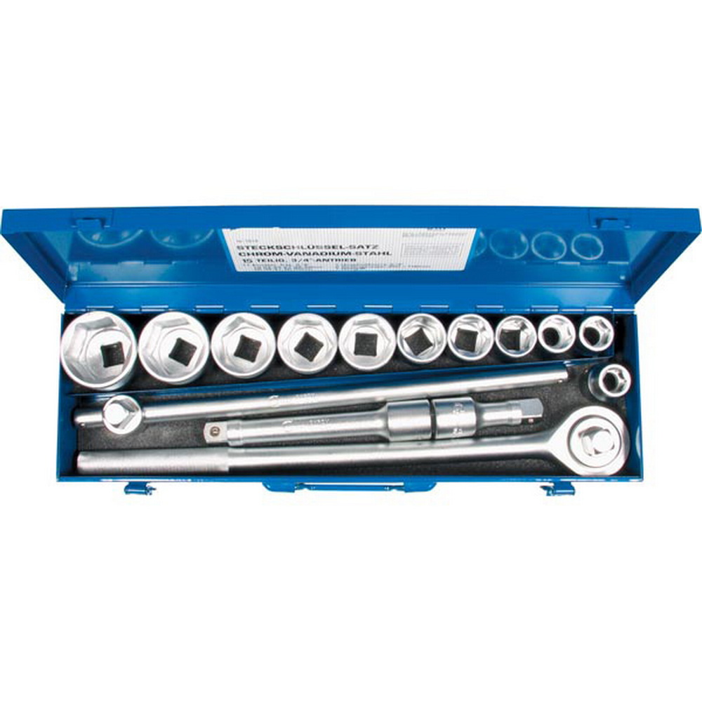 Steckschlüssel-Satz, 15-teilig, 3/4", 6-kant 19-50mm