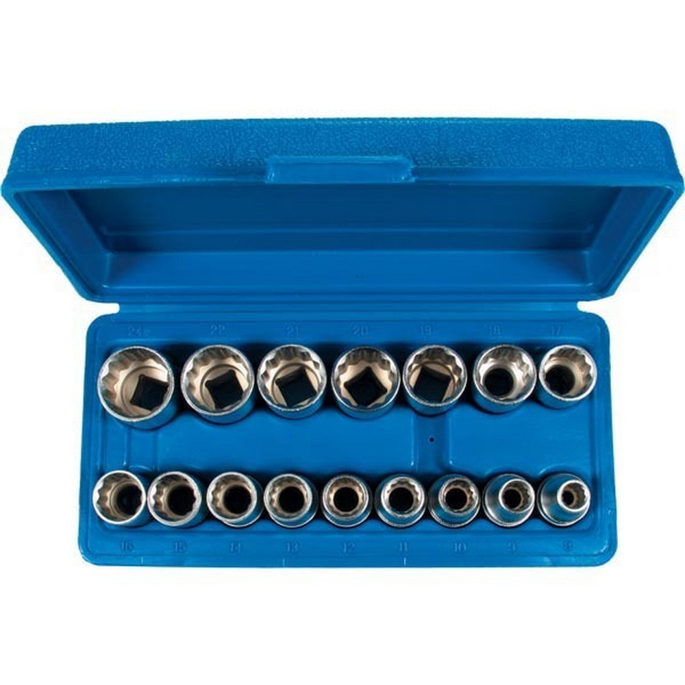 Steckschlüssel-Einsätze, 1/2", 12-kant 8-24 mm
