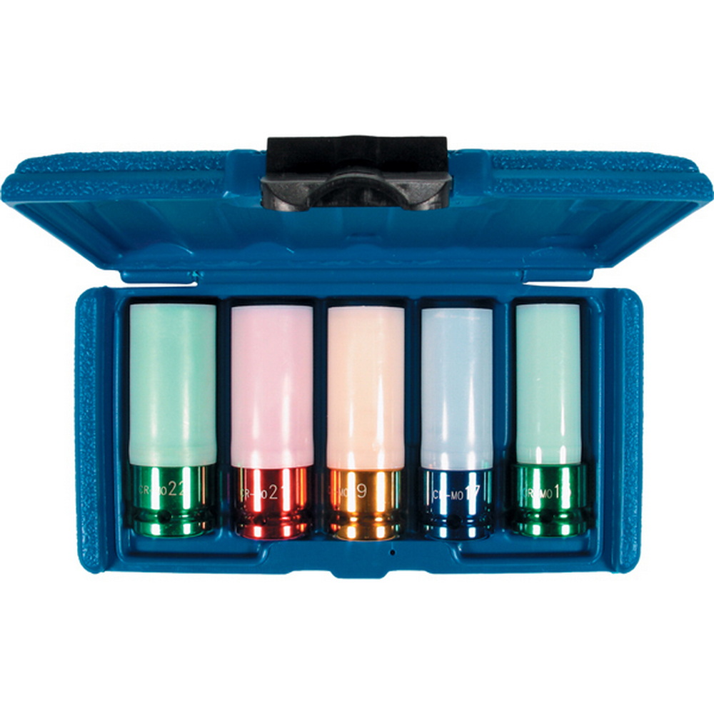 Radmuttern-Einsätze, 5-teilig, 1/2", 85 mm, 6kant 15-22 mm