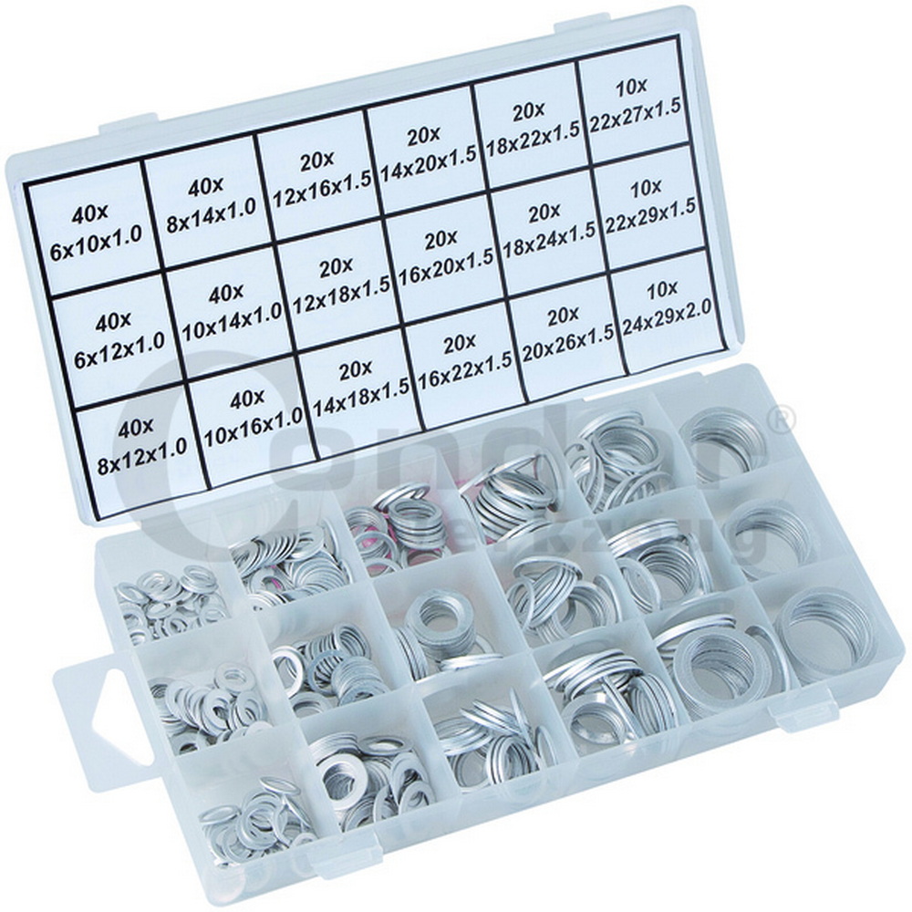 Aluminium-Dichtring-Sortiment 450-teilig